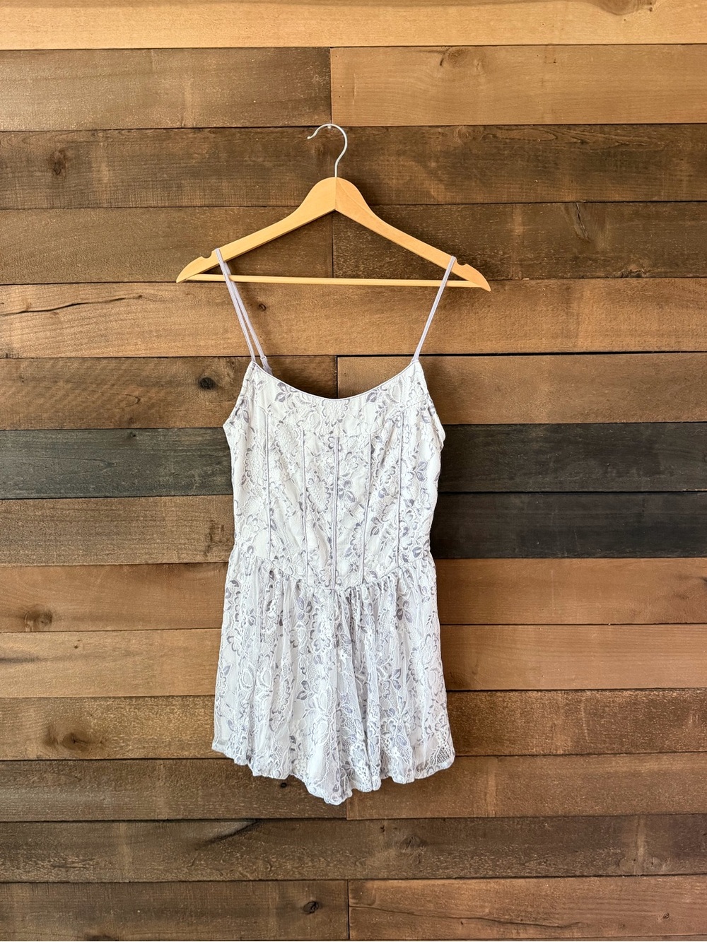 Kimchi Blue Lace Corset Romper Lavender Gray Floral Small